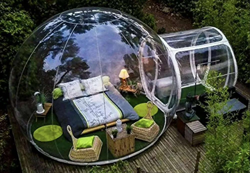 half transparent bubble tent